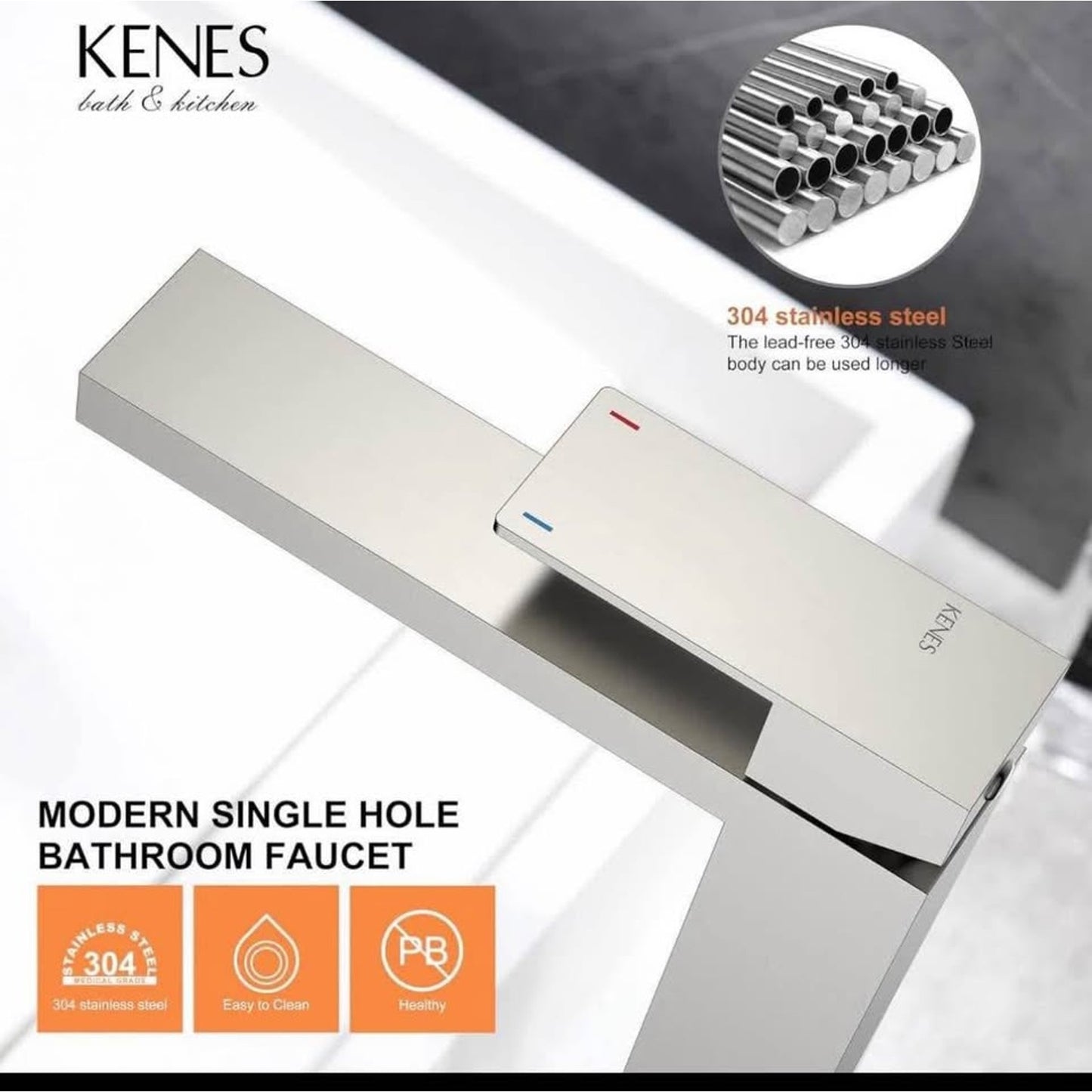 KENES Brushed Nickel Vessel Sink Facuet Single Handle Tall Bathroom Sink Faucet Vanity Bathroom Fauc