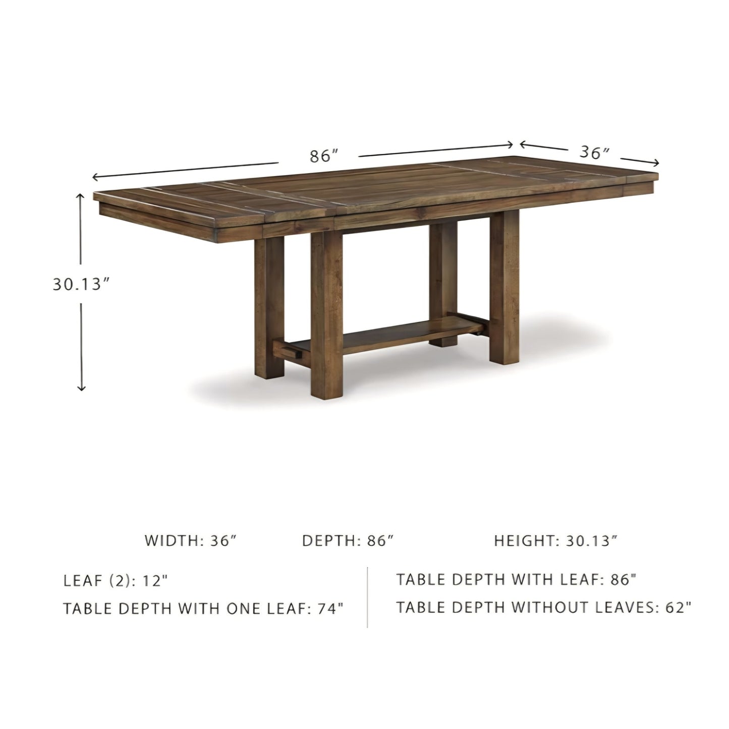Signature Design by Ashley Moriville Rectangular Dining Extension Table, 2 Extension Leaves