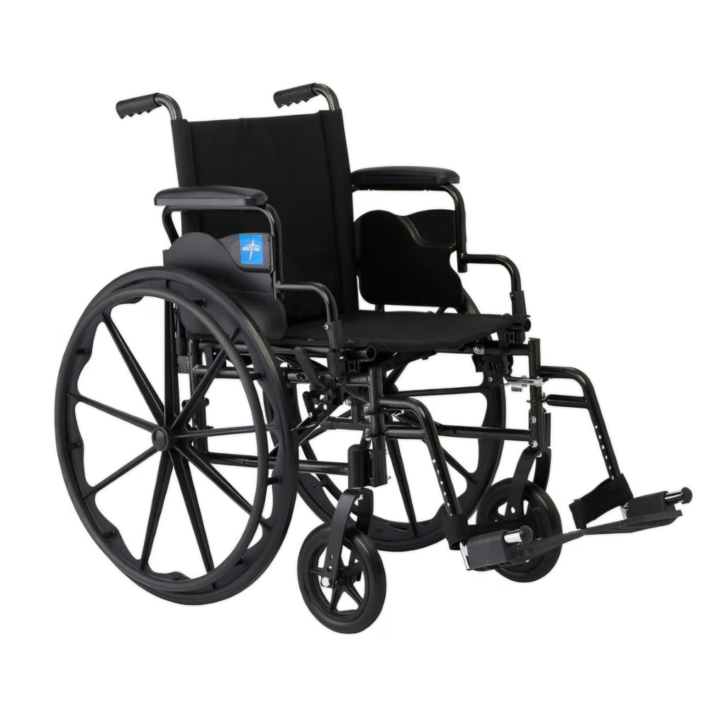 Medline 20” Foldable K4 Wheelchair with Swing-Back Desk-Length Arms & Swing-Away Footrests, 300 lbs