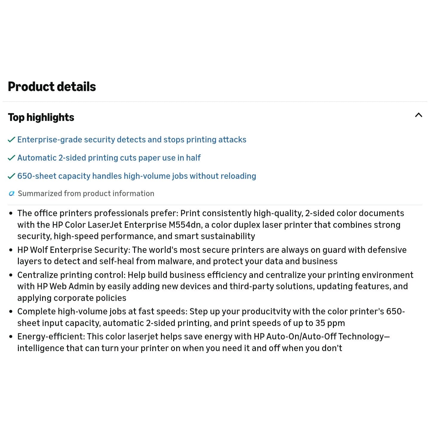 HP Color LaserJet Enterprise M554dn Duplex Printer (7ZU81A)