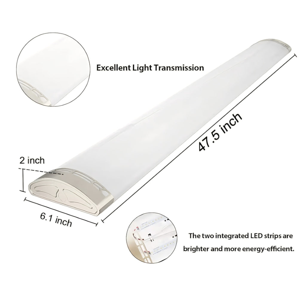 4FT LED Kitchen Puff Ceiling Lights Dimmable, 40W, 4800LM, 4000K,48 Inch LED 6 pack