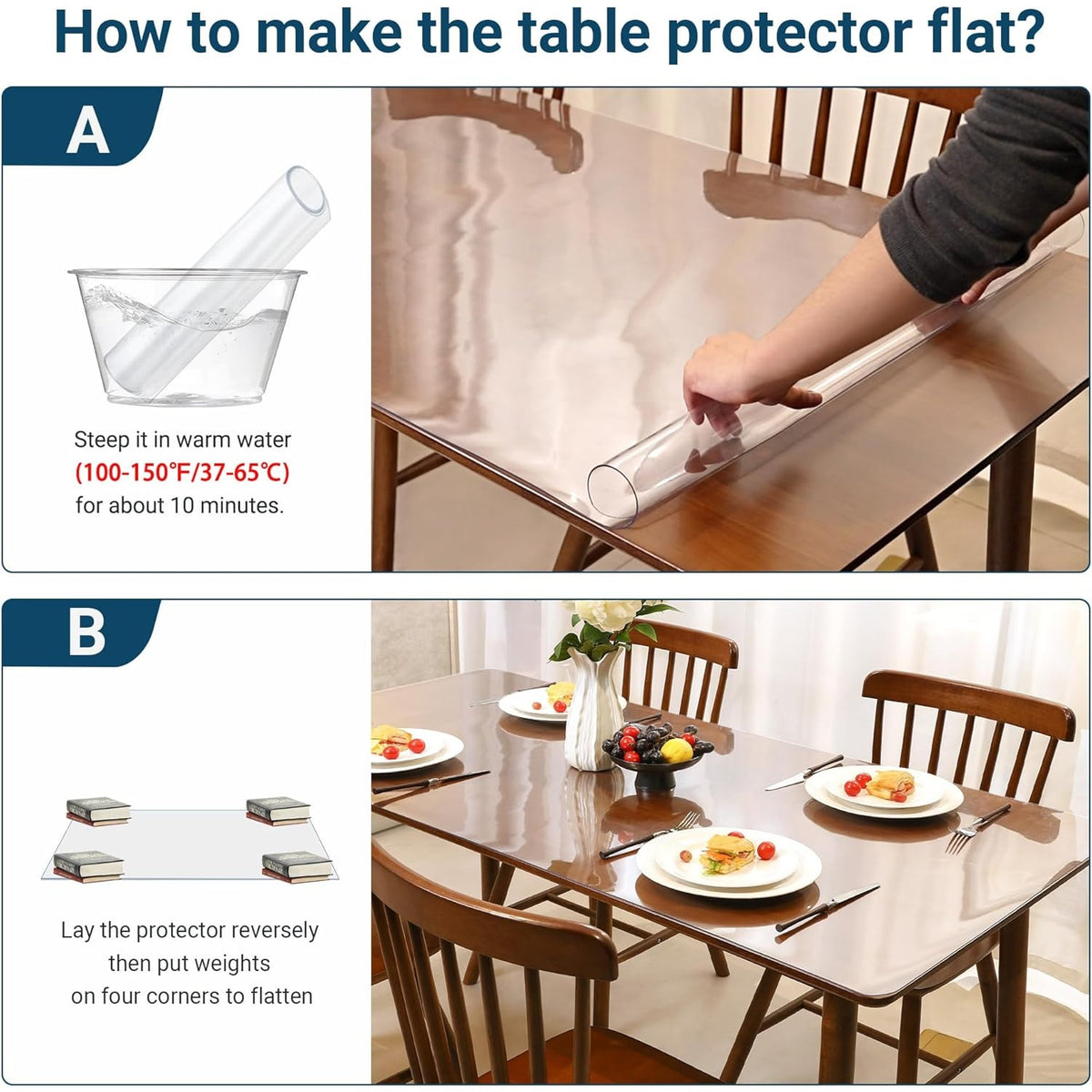 Clear Round Table Cover Protector 60 Inch, 1.5mm Transparent Plastic Waterproof, FDA Compliant