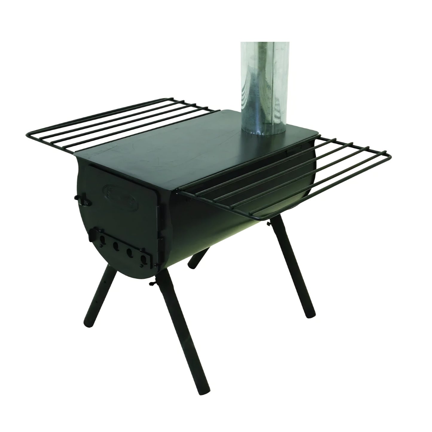 Camp Chef Alpine CS14 Heavy Duty Cylinder Tent Cabin Stove with damper and side shelves