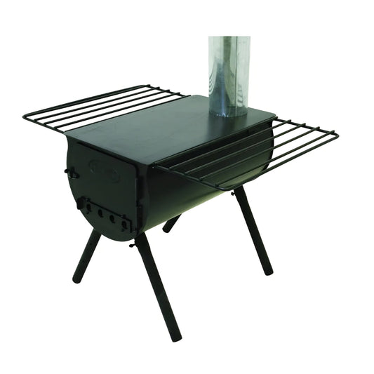 Camp Chef Alpine CS14 Heavy Duty Cylinder Tent Cabin Stove with damper and side shelves