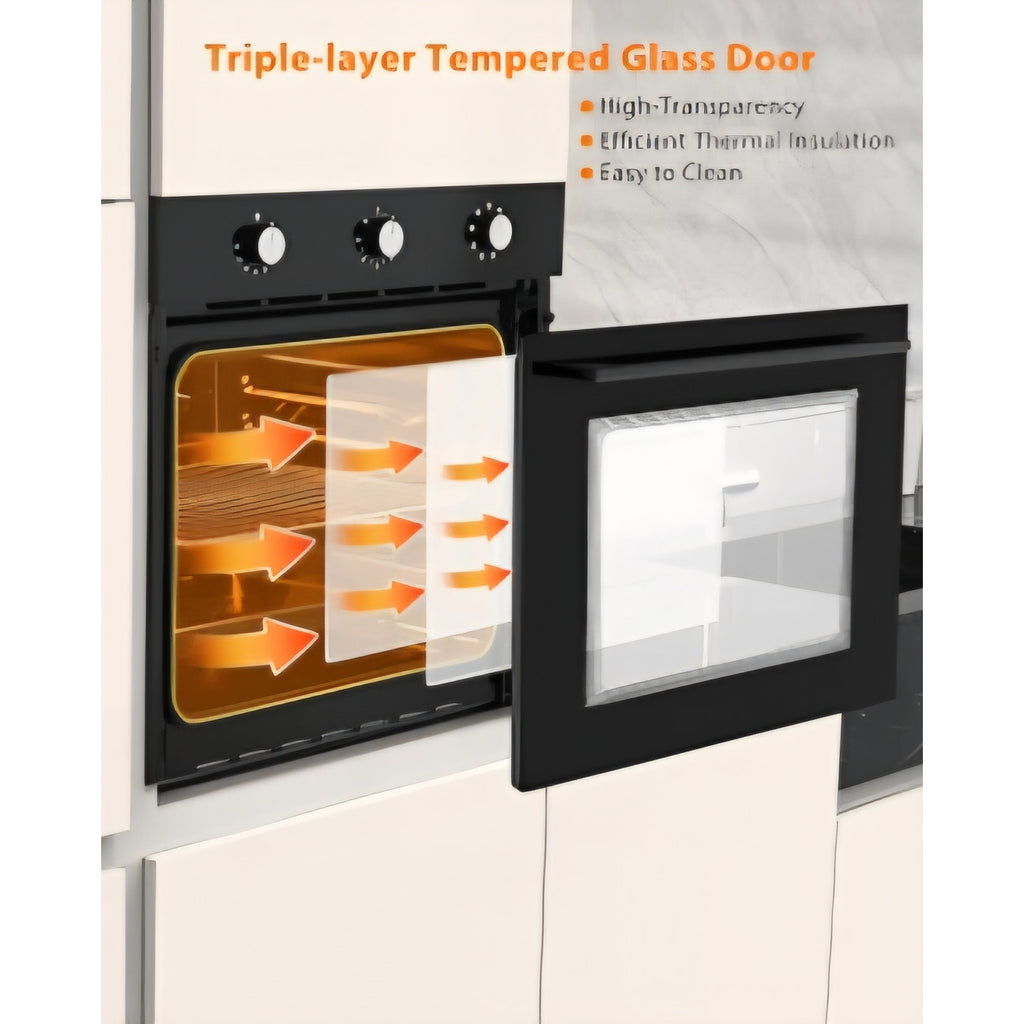 24Inch Built-in Electric Single Wall Oven2.5 Cu.ft Stainless Steel Convection Oven with 8 Functions