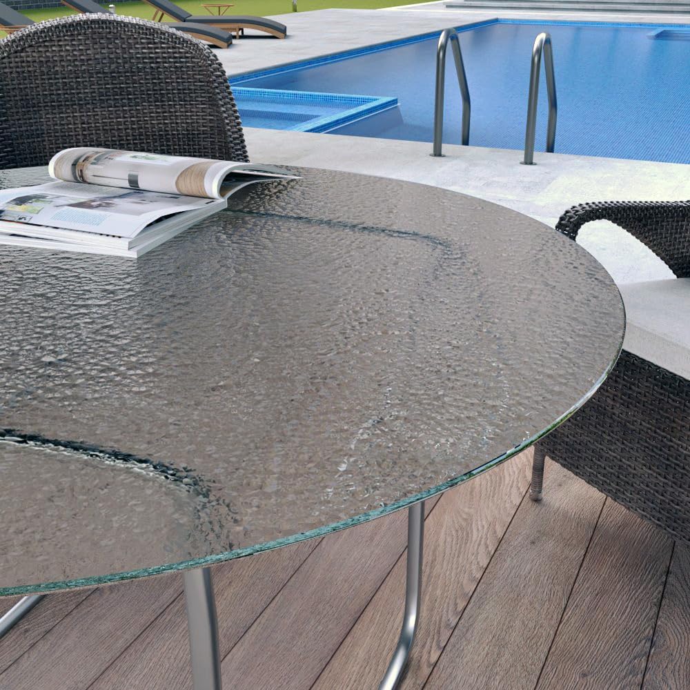 Royalty 60" In Round Tempered Glass Table Top – Clear Table Top, Desks -1/4" Aqualite Polished Edge