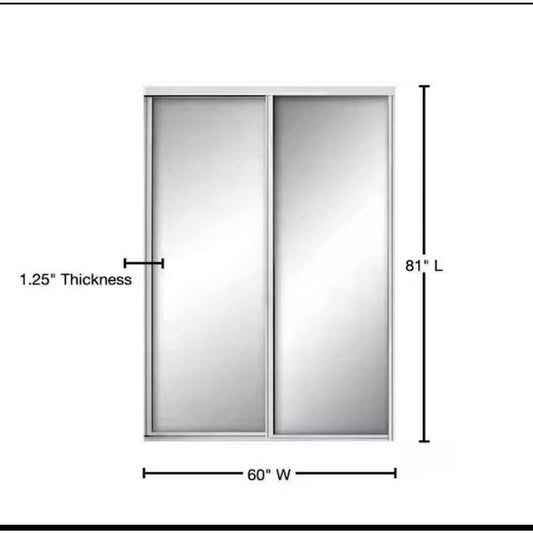Contractors Wardrobe 60 in. x 81 in. Concord White Aluminum Frame Mirrored Interior Sliding Closet D