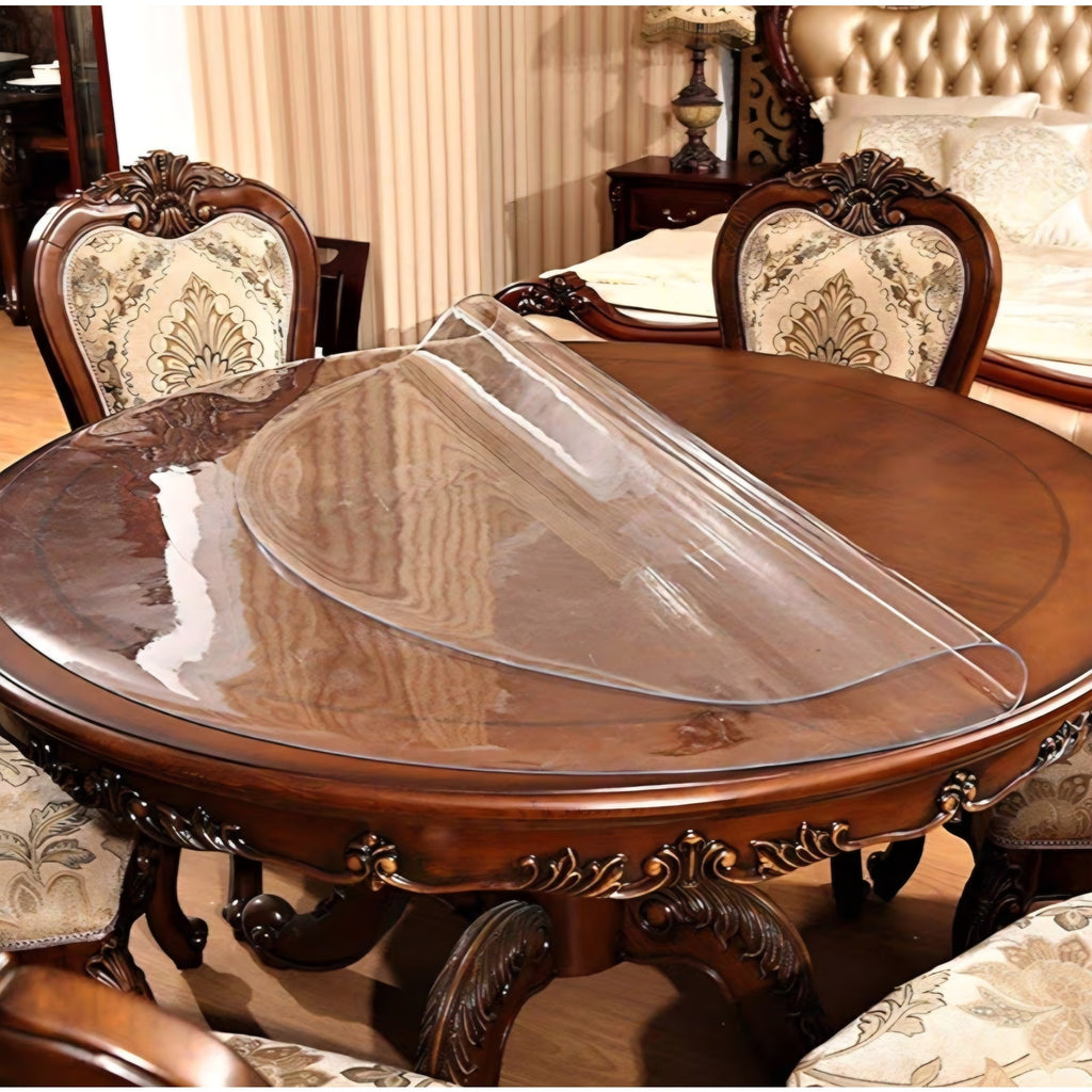 Round Table Protector Plastic Vinyl Tablecloth Protective Desk Office Blotter Pad Glass