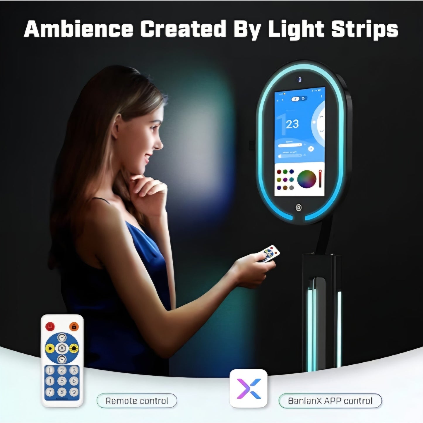 Magic Mirror Photo Booth Touch Screen with Printer and 1200W Pixel 4K HD Camera