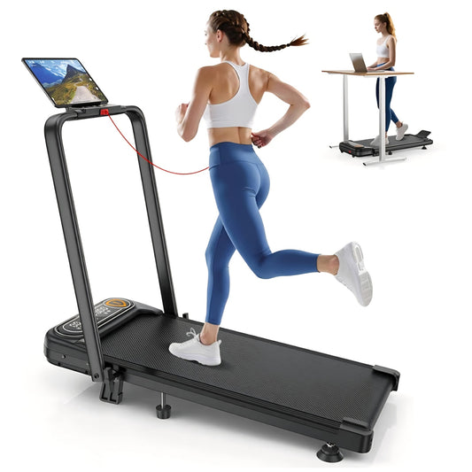 Foldable Treadmill with 10% Incline, Upgrade 3.5HP Low Noise Walking Pad Treadmill with Handle Bar