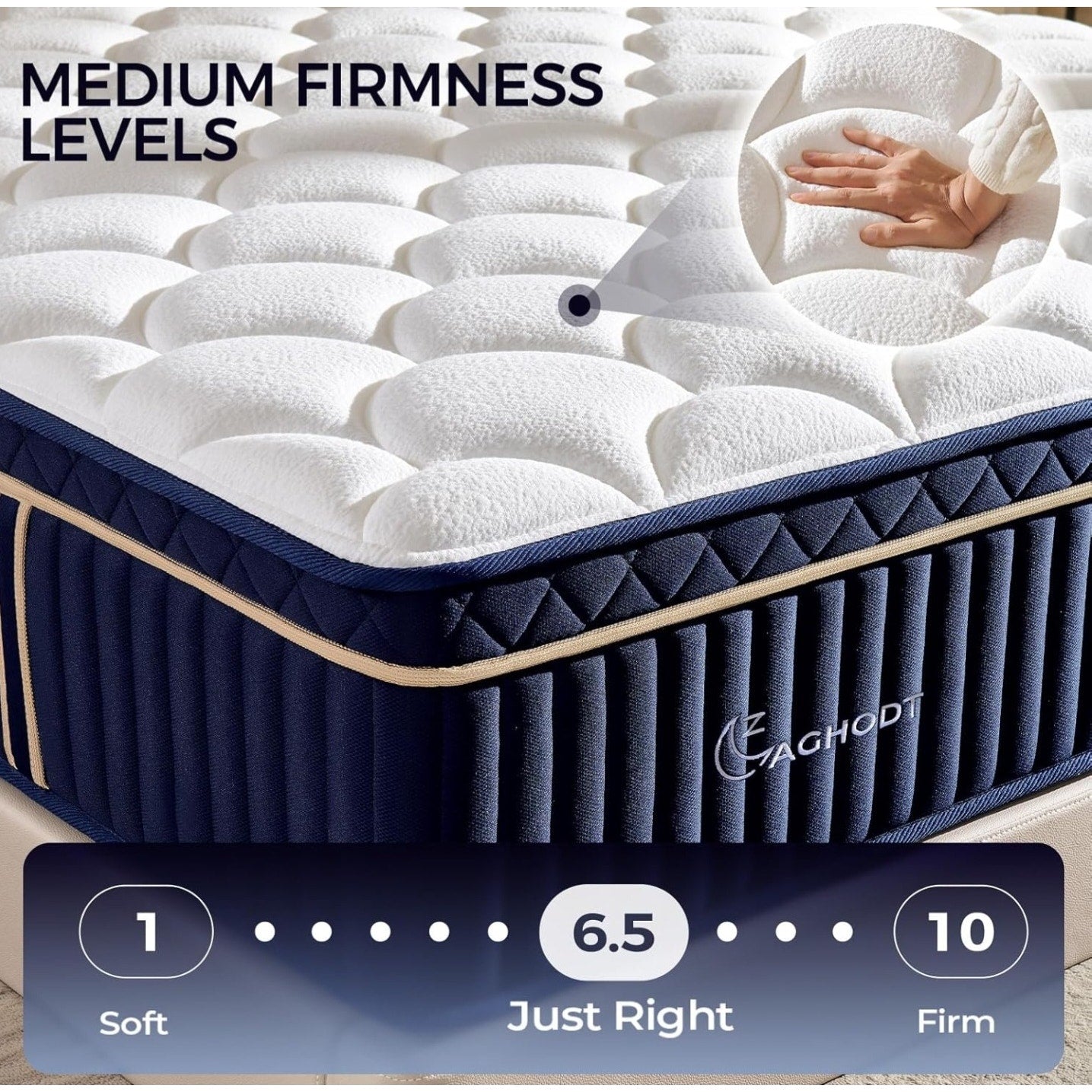 AGHODT Queen Mattress14 Inch Queen Size Hybrid Mattress in a Box, Medium Firm Memory Foam mattress,