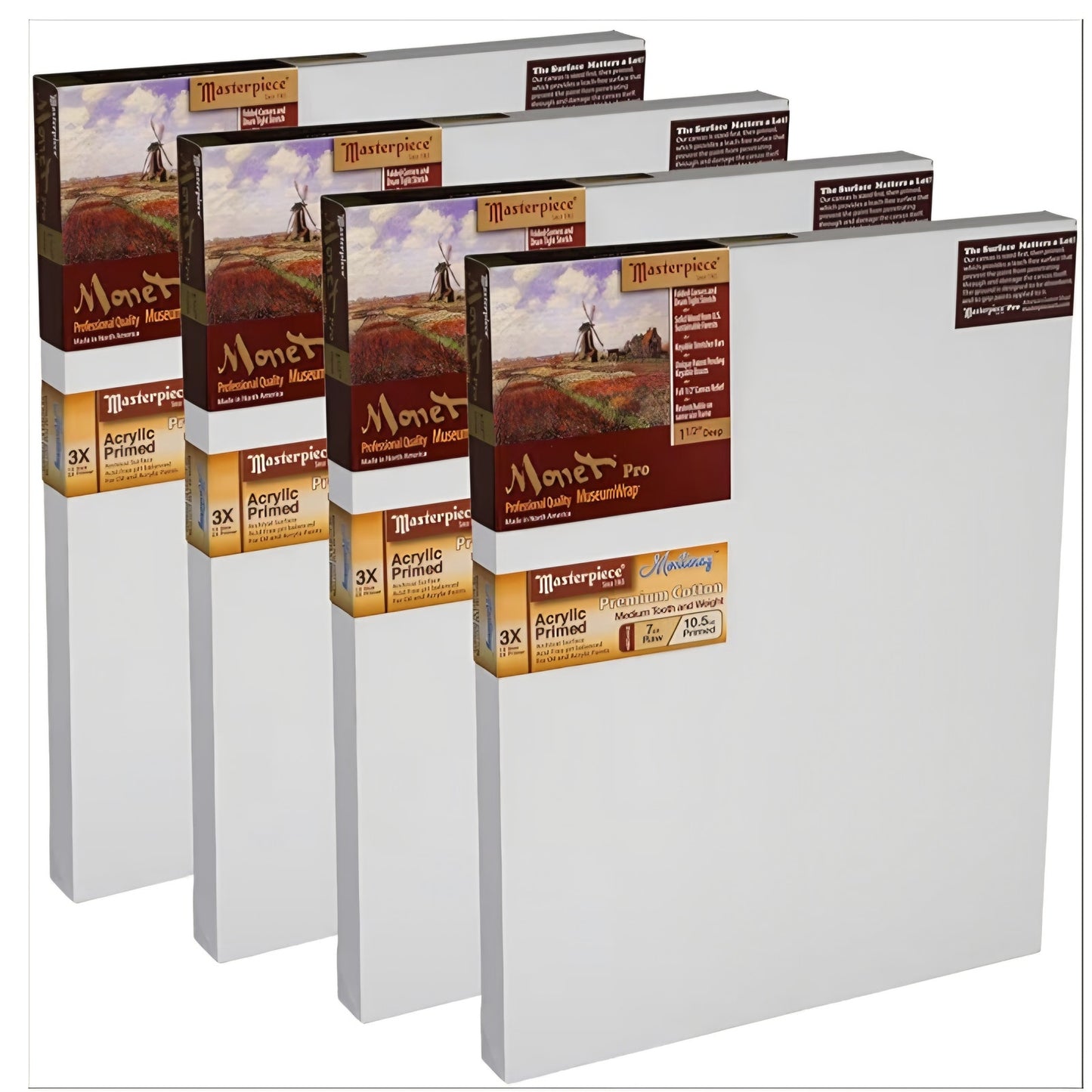 Canvas MASTERPIECE Z2MM-3042 Monet Pro 1.5" Deep Monterey 10.5 oz Cotton Medium Texture Stretched