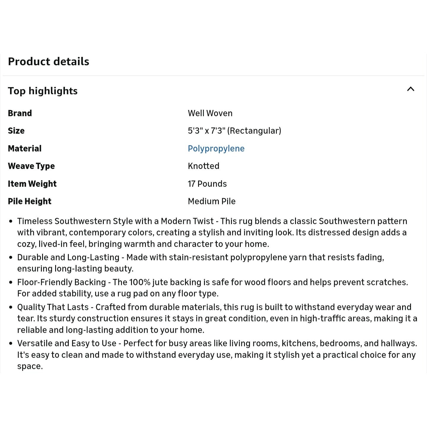 Area Rug Well Woven Tulsa Lea Blue Traditional Southwestern Tribal 5x7 (5'3" x 7'3")