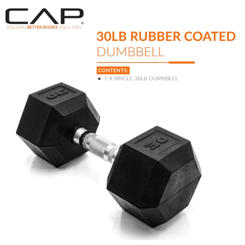 30 LB CAP Rubber Coated Dumbbell Weights,