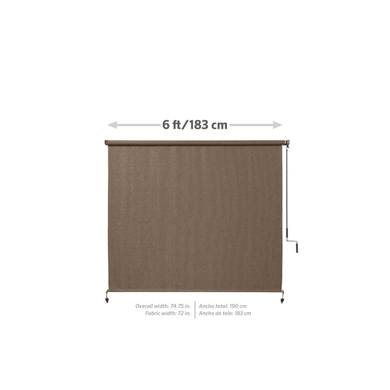 Coolaroo Outdoor Cordless Sun Blocking Roller Shade 6”Lx 8”W