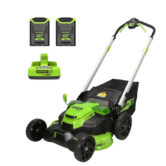 Greenworks 60V 25” Cordless (Self-Propelled) Lawn Mower (LED Lights + Aluminum Handles),