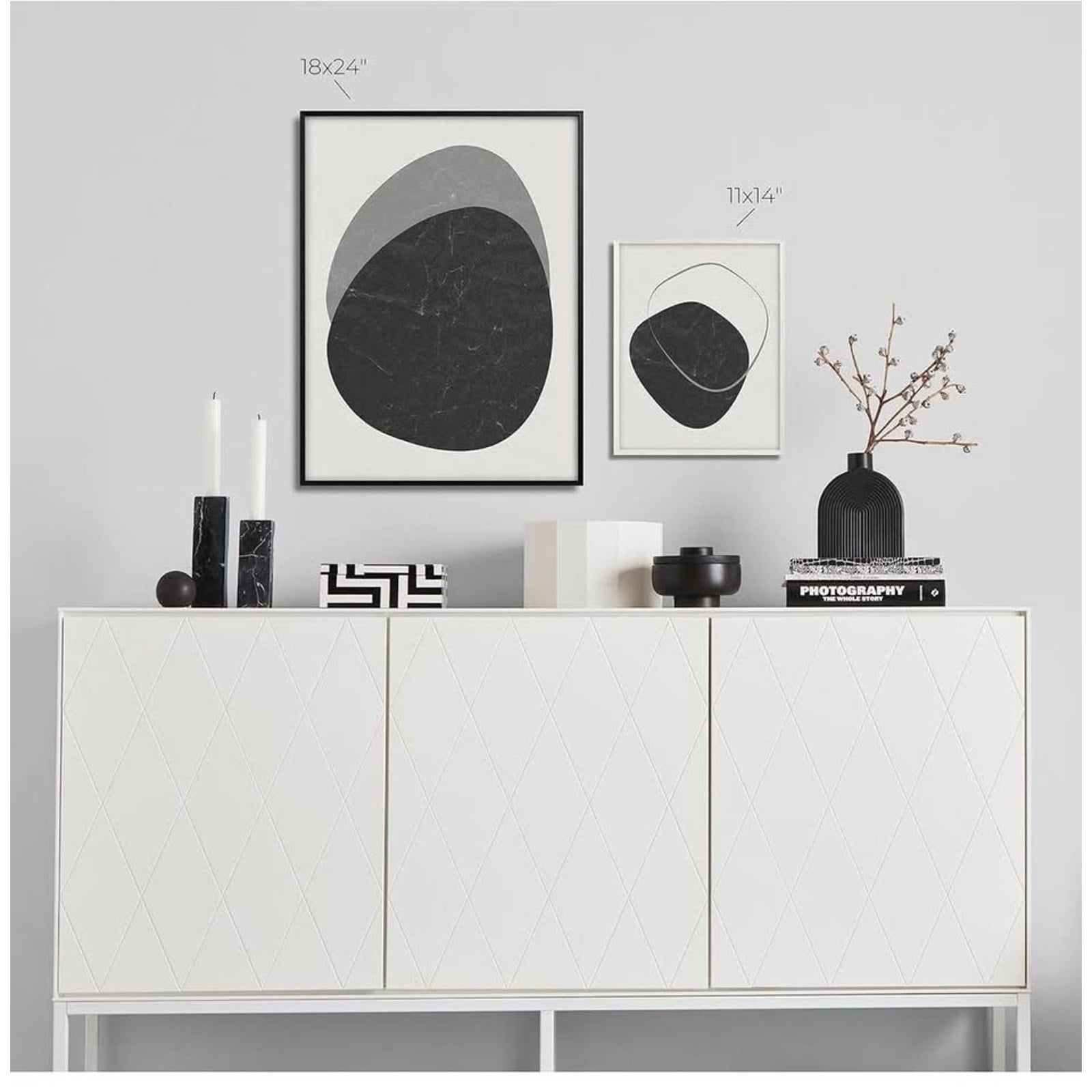 24x30 Frame Black - Exclusive Thin 24 x 30 Black Poster Frame For Wall - Aluminum Metal - Fits One 2
