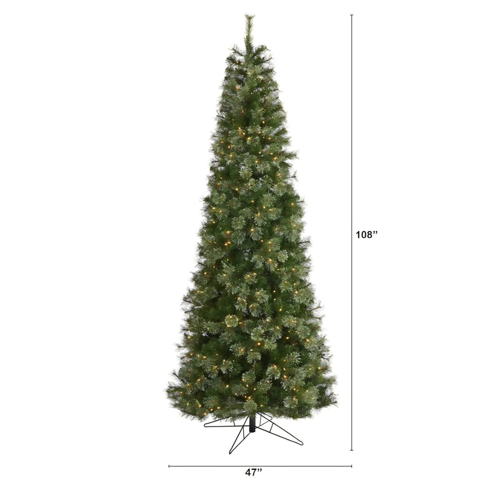 Nearly Natural 9ft. Cashmere Slim Artificial Christmas Tree with 550 Warm White Lights and 1308