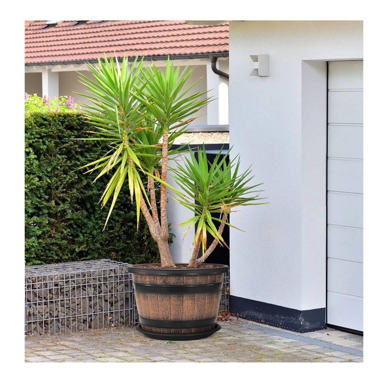 Quarut Large Plastic 3 Pack16 inch Plant Pots,Whiskey Barrel