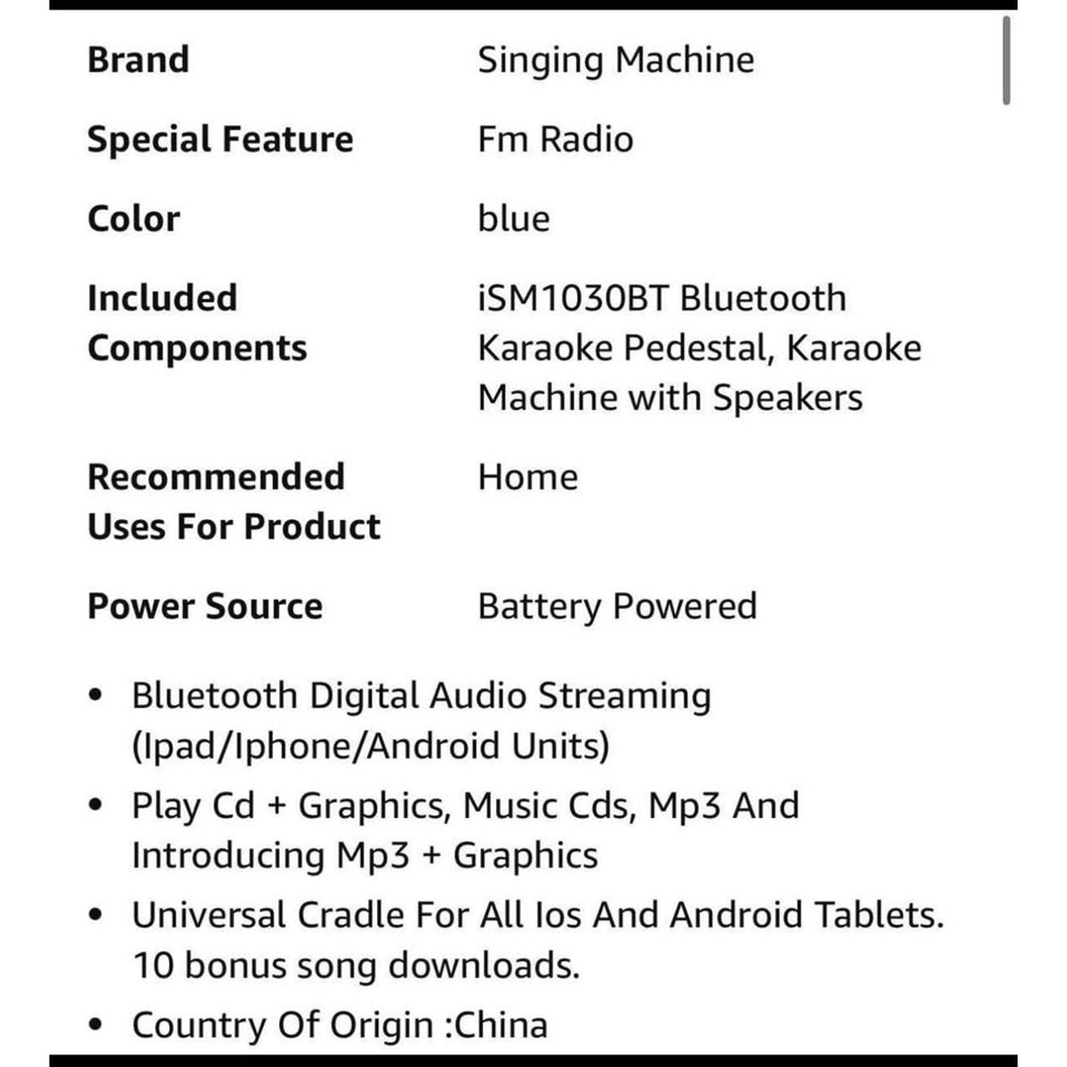 Singing Machine iSM1030BT Bluetooth Karaoke Pedestal, Karaoke Machine with Speakers, Black