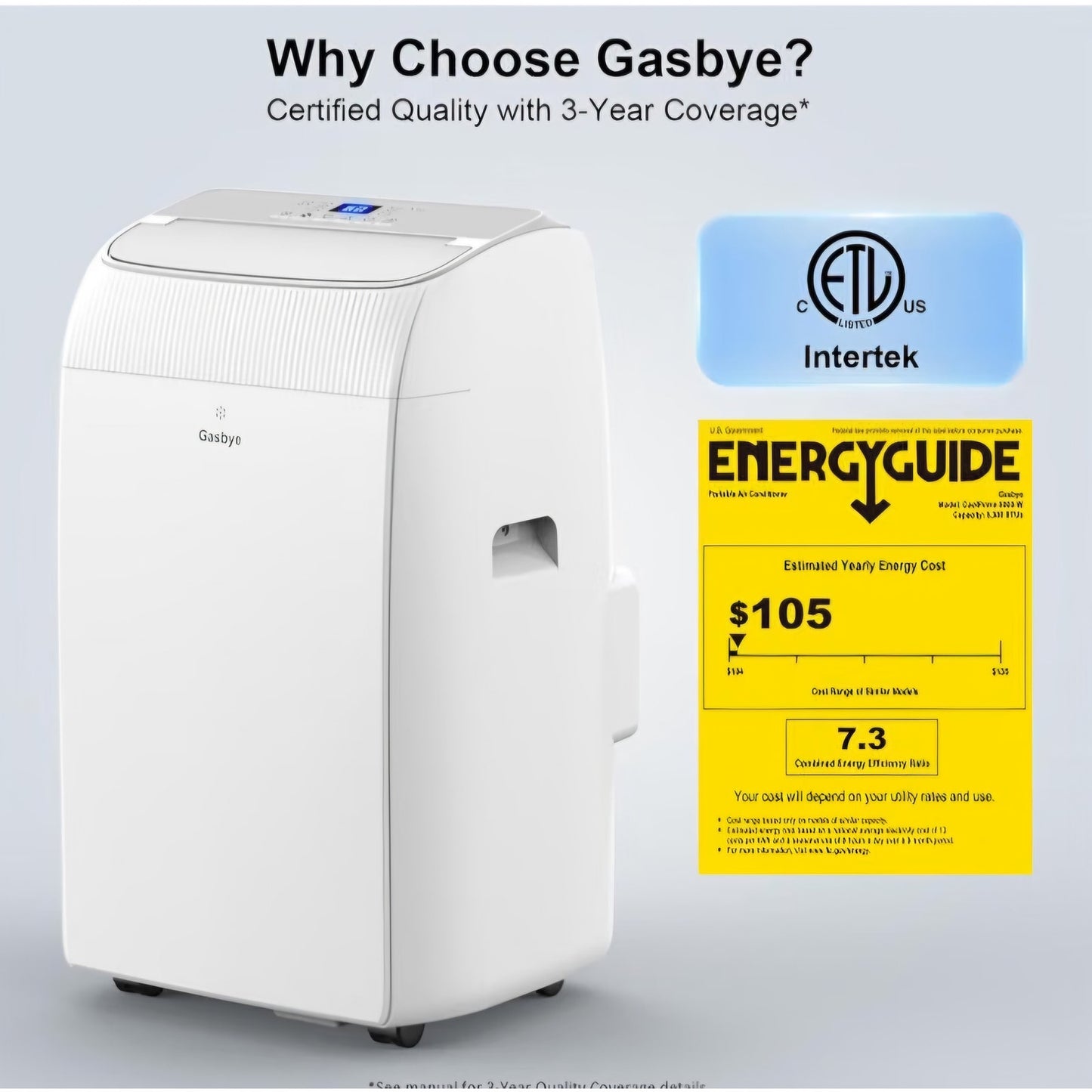 Gasbye Dual Hose Portable Air Conditioners, 12,000 BTU Portable AC Cools Up to 450 Sq.Ft