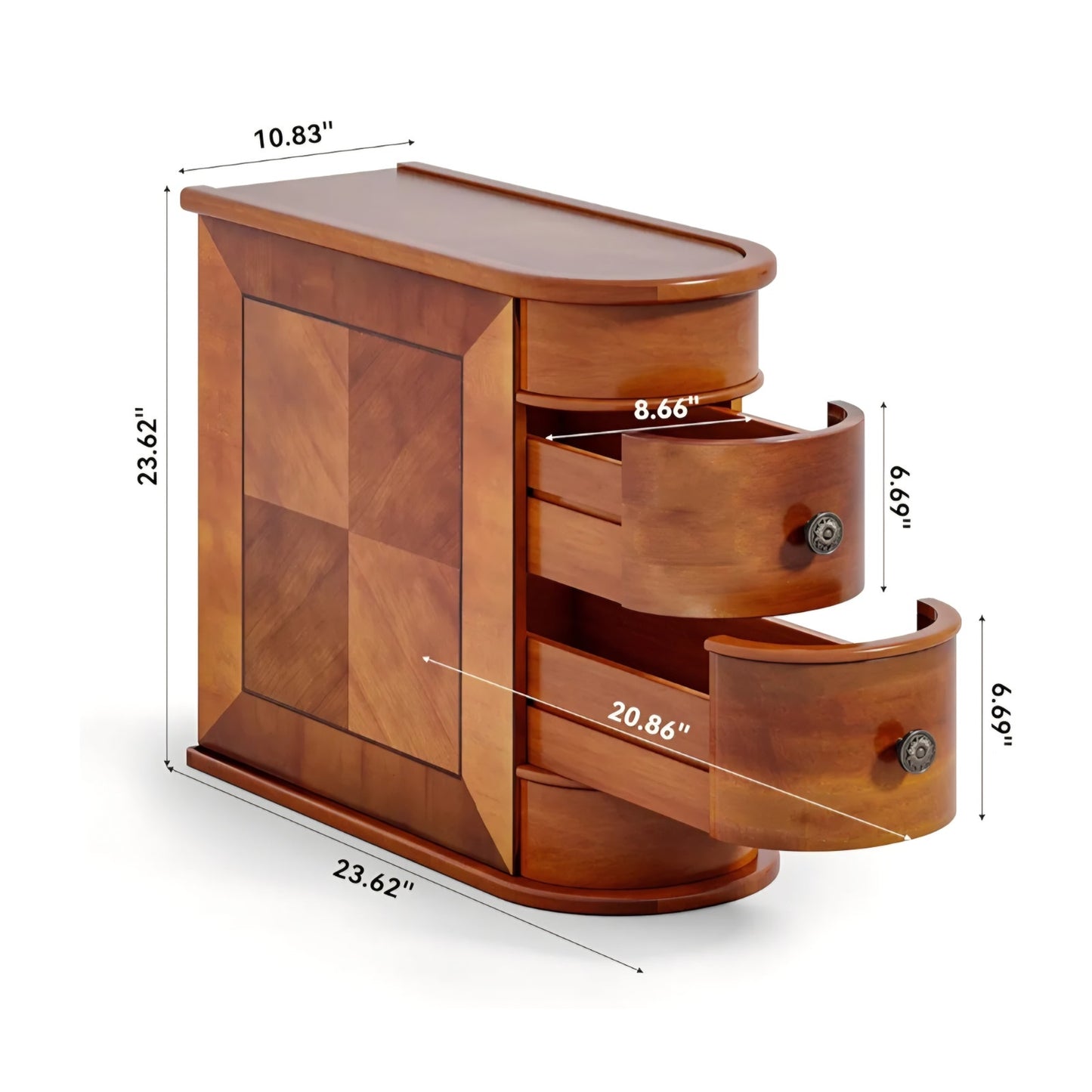 LITTLE TREE Wood End Table with 2 Drawers Sofa Side Table, No Assembly Required Vintage