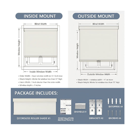 AOSKY Blackout Roller Shades Cordless Blinds for Windows, Free-Stop Shades with Valance