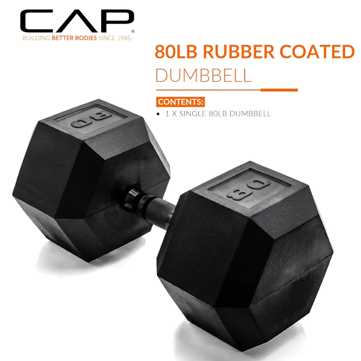 CAP Barbell Coated Hex Dumbbell Weight - Single | 80 lbs