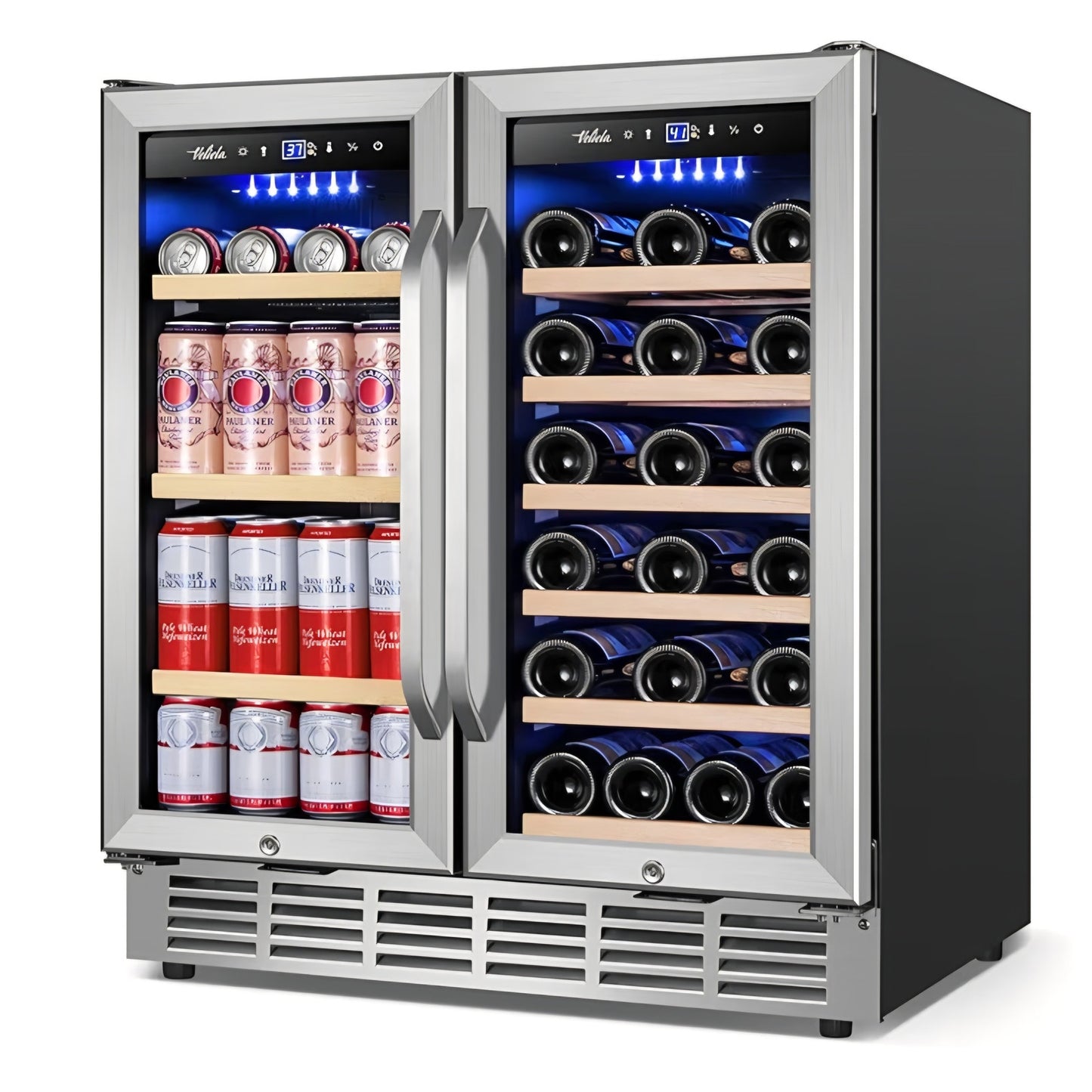 Wine and Beverage Refrigerator 30 Inch, Upgrade Dual Zone Wine Cooler, 30'' Wine beverage Fridge