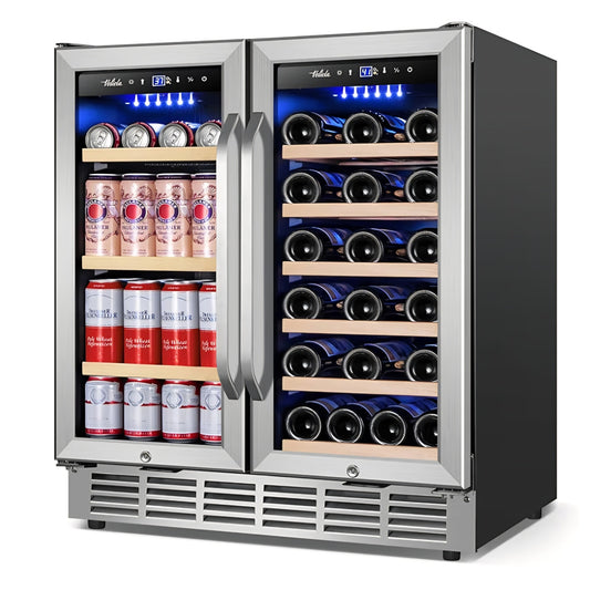 Wine and Beverage Refrigerator 30 Inch, Upgrade Dual Zone Wine Cooler, 30'' Wine beverage Fridge