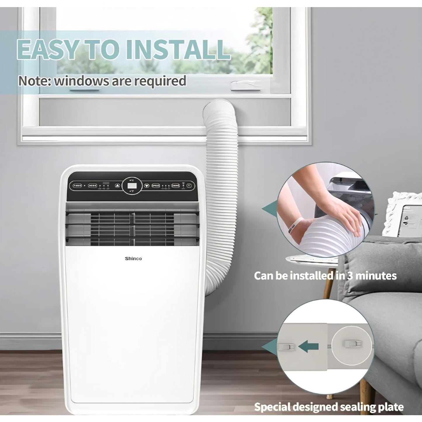Shinco 10,000 BTU Portable Air Conditioner, Portable AC Unit with Built-in Cool,