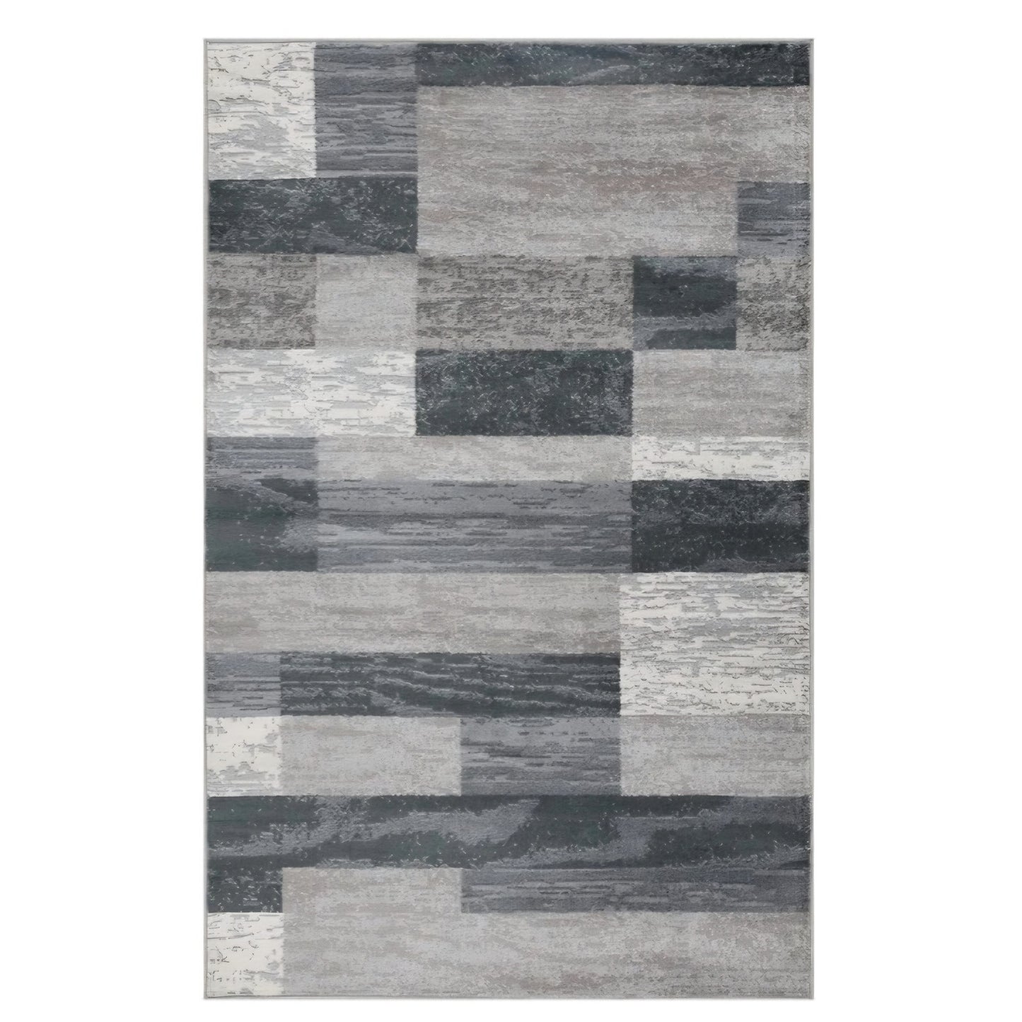 SUPERIOR Indoor Area Rug, Jute Backed, Modern Geometric Patchwork Floor Decor for Bedroom, Office