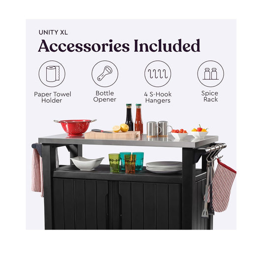 Unity XL Portable Outdoor Table with Stainless Steel Top for Kitchen Prep