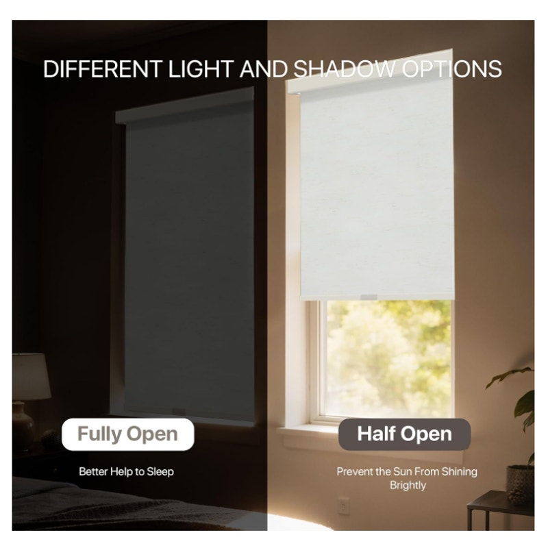GENIMO Cordless Blackout Roller Shades, 71" W X 72" H, Linen Beige