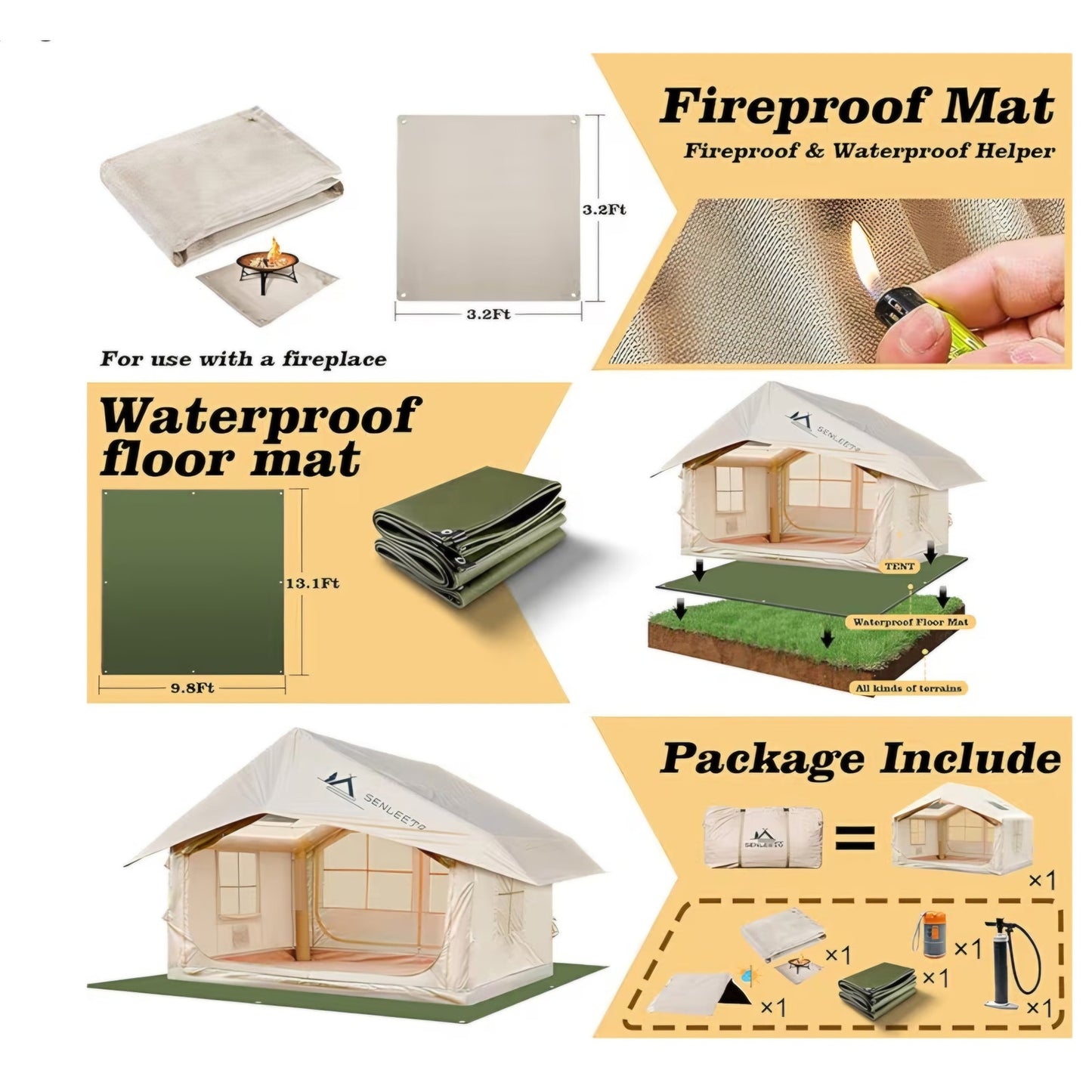 Inflatable Tents for Camping Large Inflatable Camping Tent with Hand Pump, Easy Setup Tents for 4-6