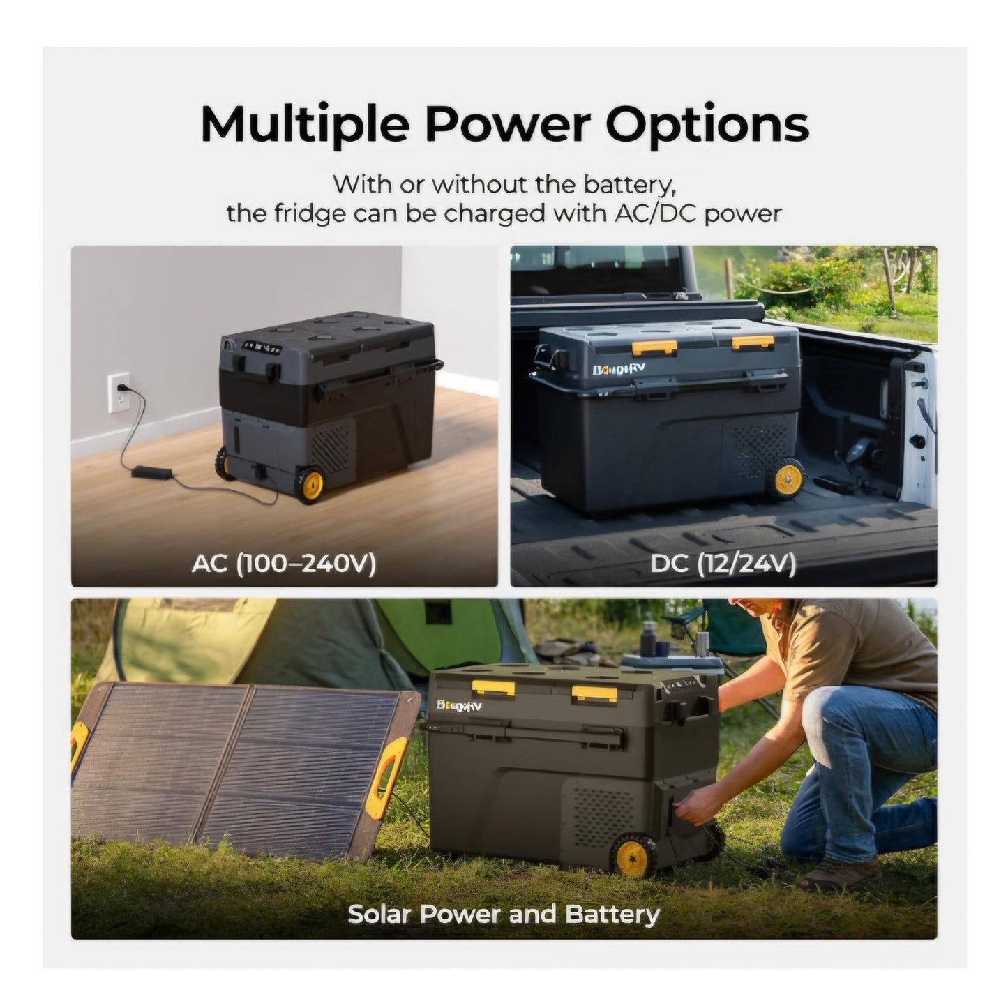 BougeRV 52 Quart Portable Fridge Freezer, 12 Volt Car Refrigerator, -4℉ to 68℉