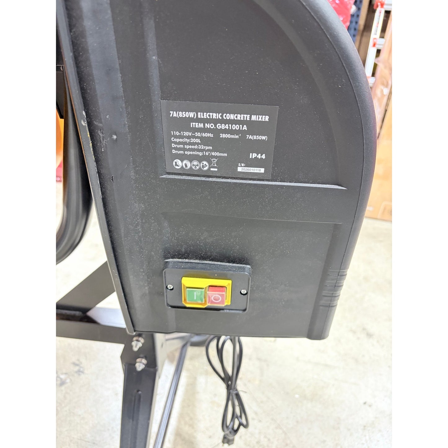 Hoteche 850W Electric Cement Mixer 7.1 Cu.Ft Portable Concrete Mixer