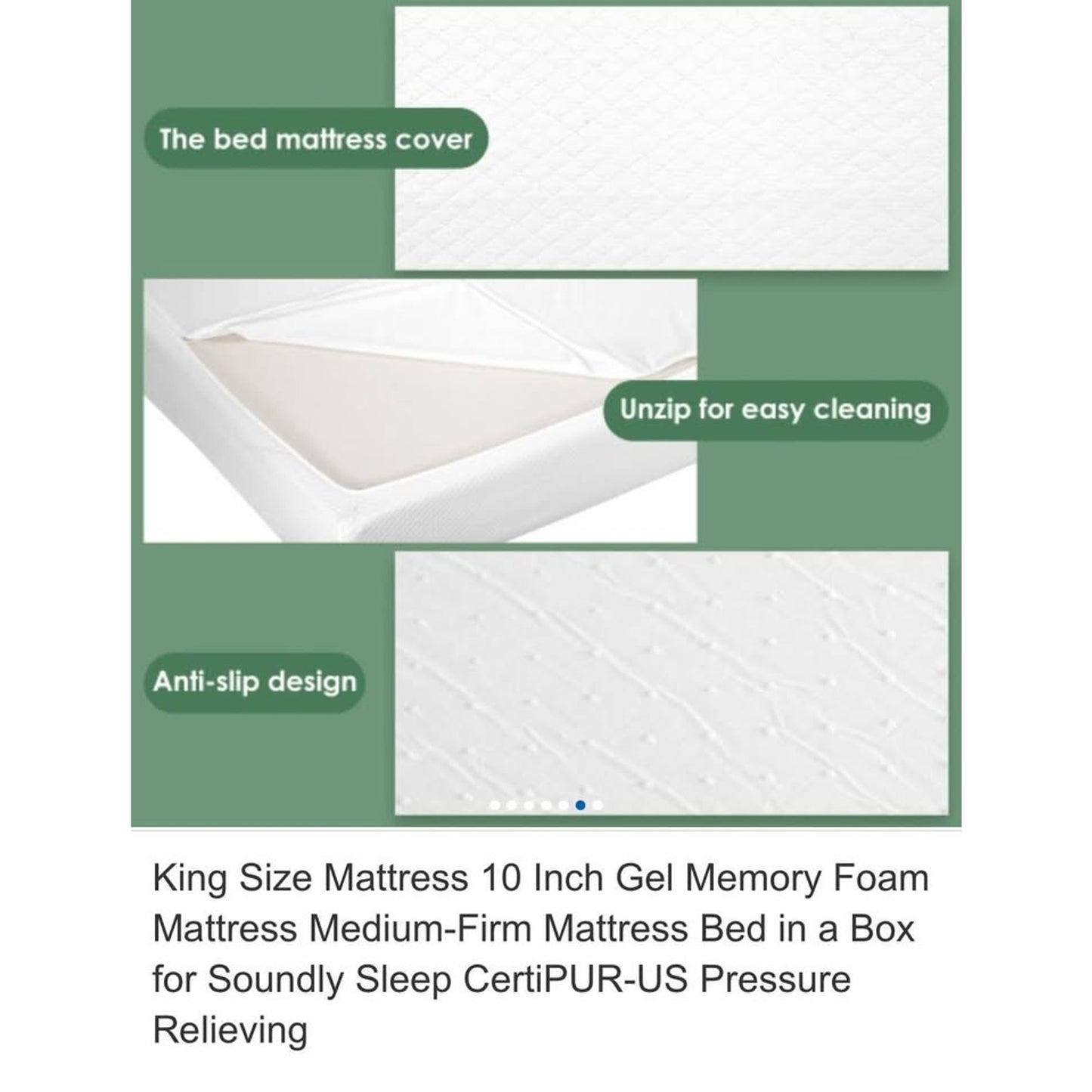 King Size Mattress 10 Inch Gel Memory Foam Mattress Medium-Firm Mattress Bed in a Box for Soundly Sl