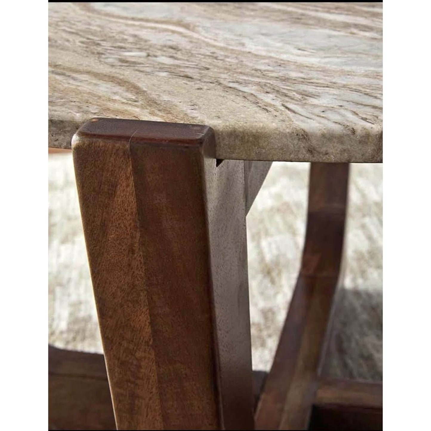 Signature Design by Ashley Tanidore Casual Solid Mango Wood Coffee Table with Marble Top, Dark Brown