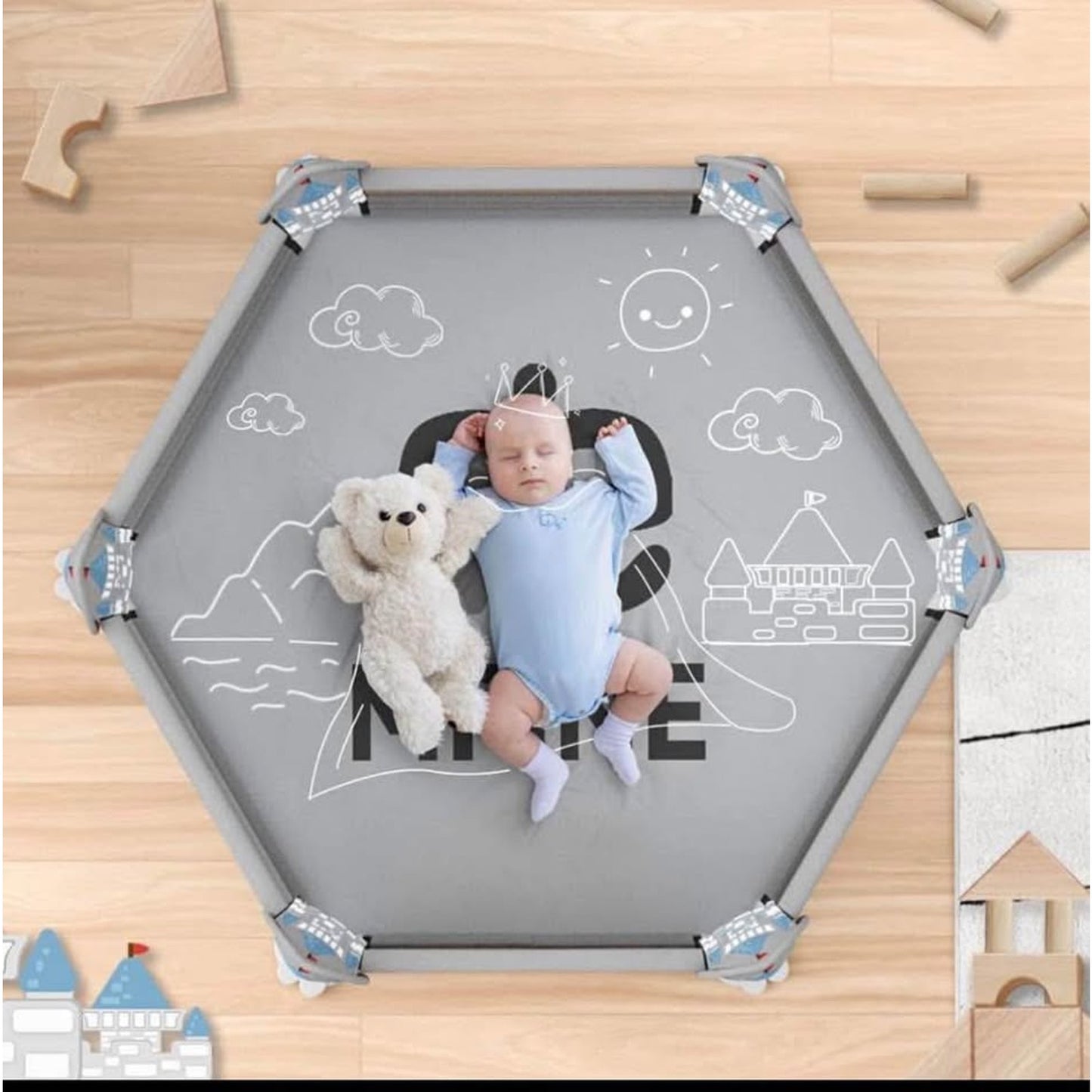 Baby Playpen,Baby Castle Play Pens for Babies and Toddlers,Kids Play Pin,Visible Play Yard with Gate