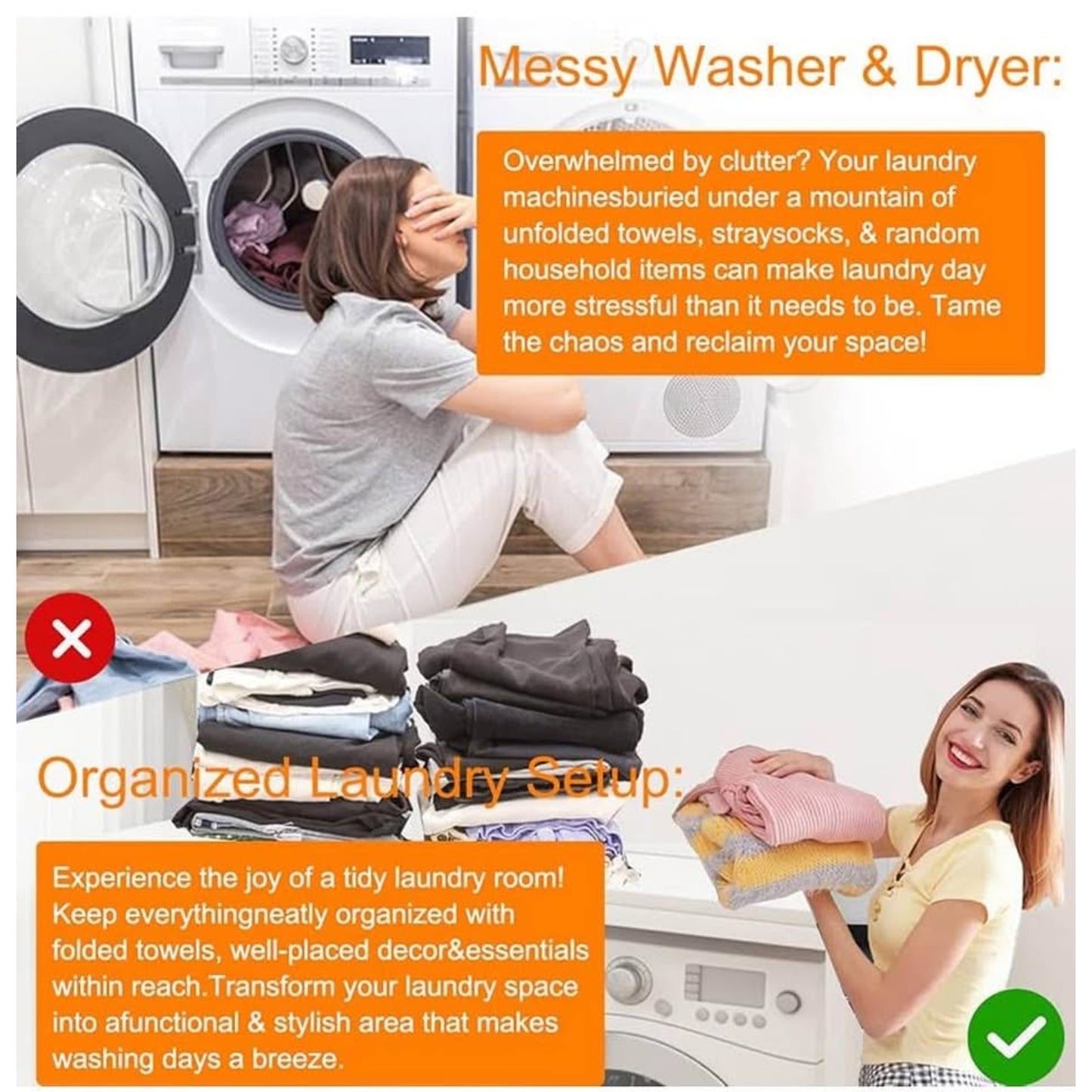 Washer Dryer Countertop with Side Bars, 57.1" W x 27.5" D Laundry Countertop Over Washer and Dryer S