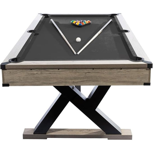 7 FT Prof. Billiard Tablet (2 Cues, 16 Balls, 2 Chalks, Triangle, Brush), 84x46x32 In. Black & Grey
