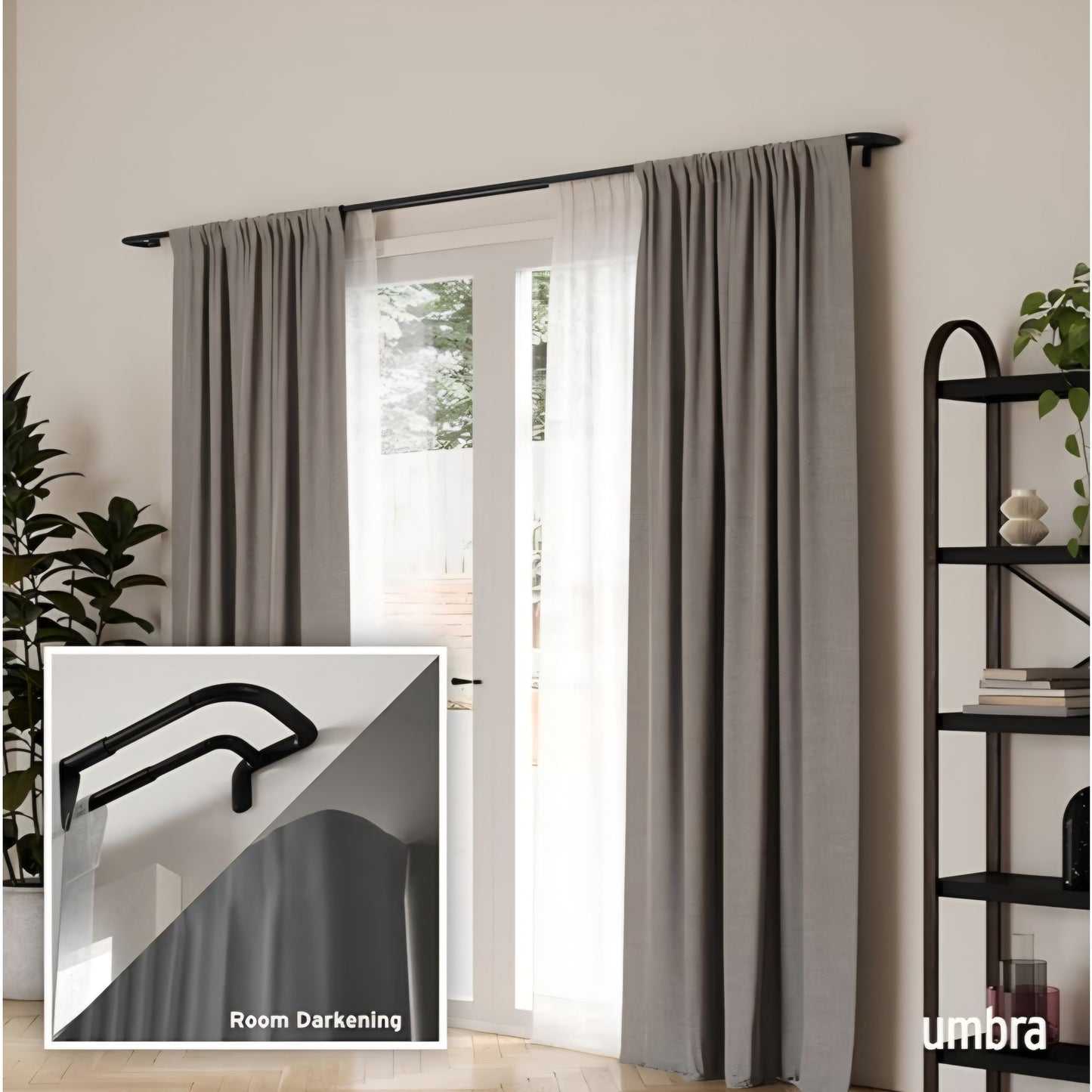 Umbra Twilight Double Curtain Rod Set – Wrap Around Design Ideal for Blackout