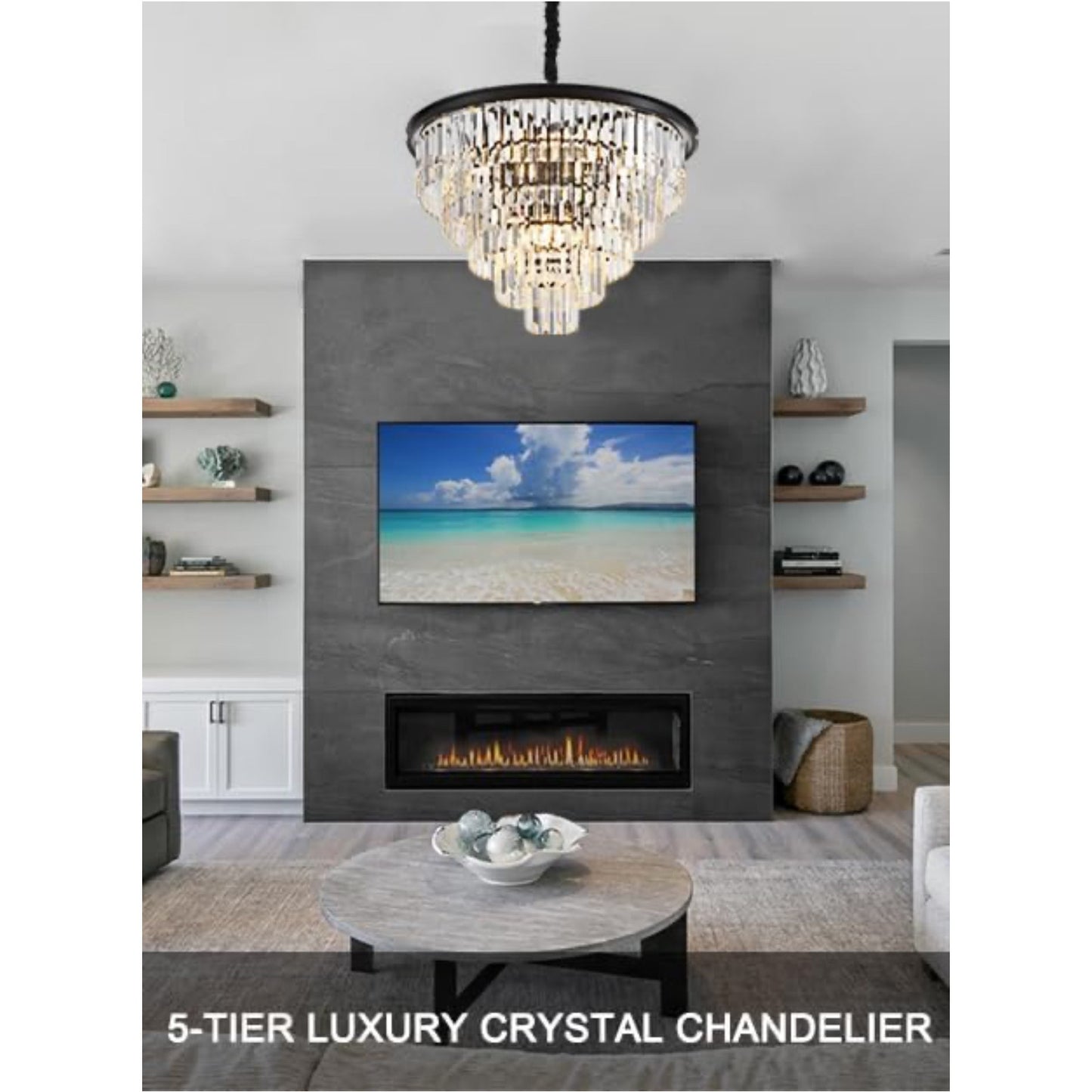 Black Crystal chandelier 7- tier Luxury K9 crystal chandeliers
