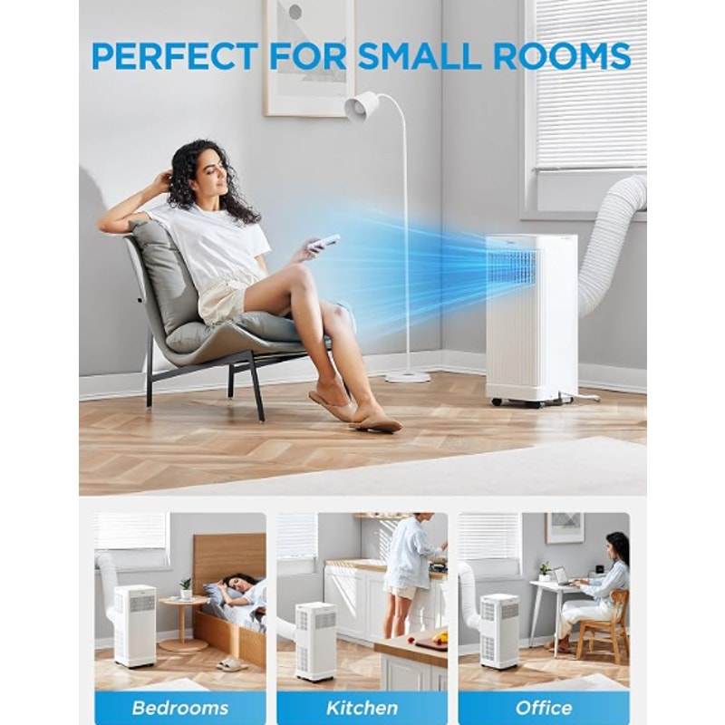Midea 8,500 BTU ASHRAE Portable Air Conditioner, Cools up to 150 Sq. Ft. 5,000 BTU SACC Portable AC