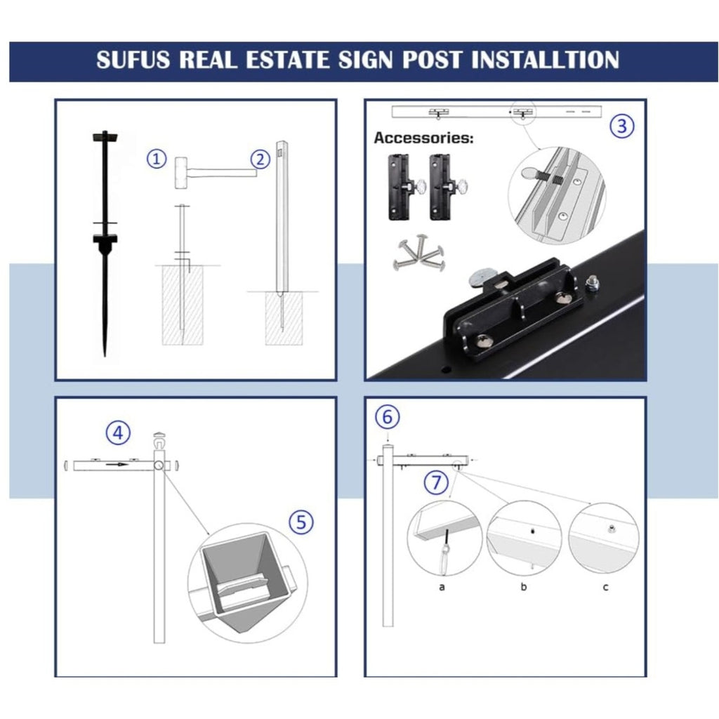 Vinyl PVC Real Estate Sign Post 6' Tall (4"x 4"x 72"), Realtor Yard Sign Post with Flat Cap