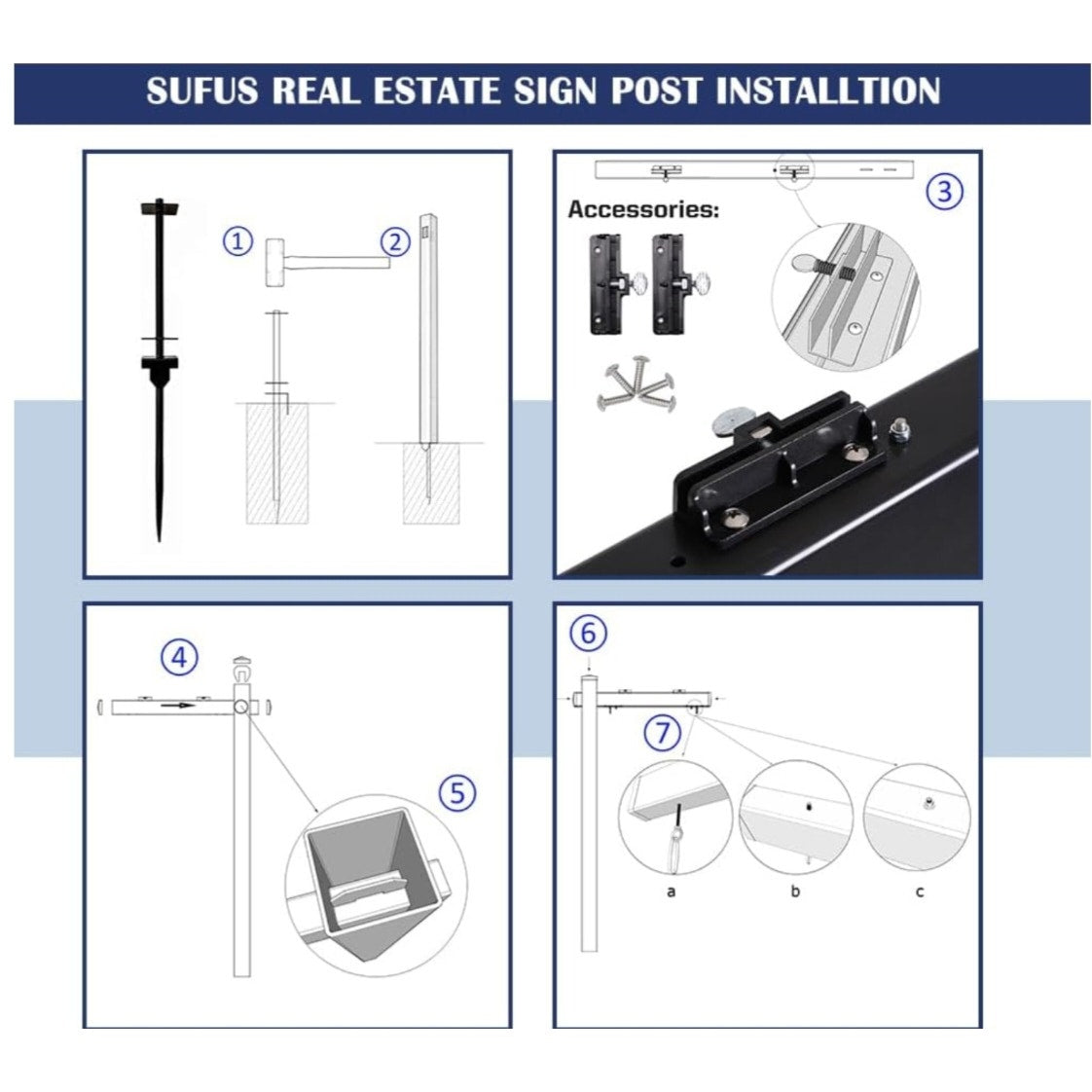 Vinyl PVC Real Estate Sign Post 6' Tall (4"x 4"x 72"), Realtor Yard Sign Post with Flat Cap