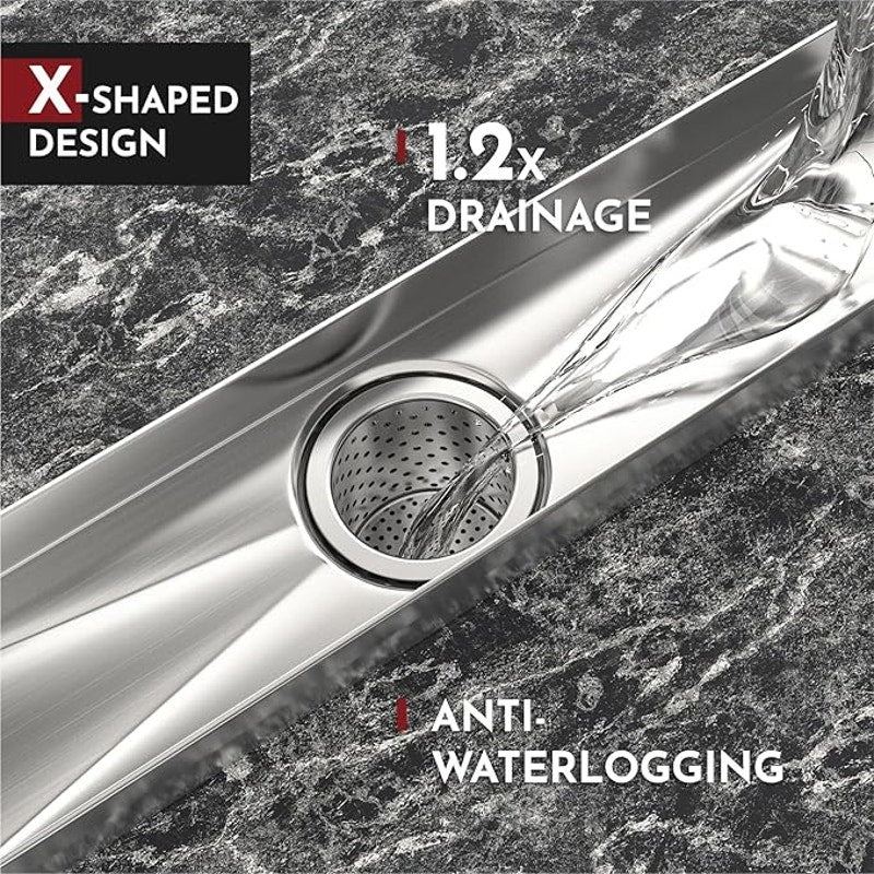 WEBANG 36 Inch Linear Shower Drain Rectangular Floor Drain with Accessories, Brushed. Steel.