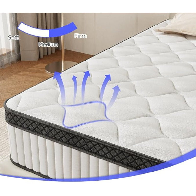 PHYAIR Twin Mattress,10 Inch Hybrid Mattress in a Box with Cooling Gel Memory Foam  Medium Firm