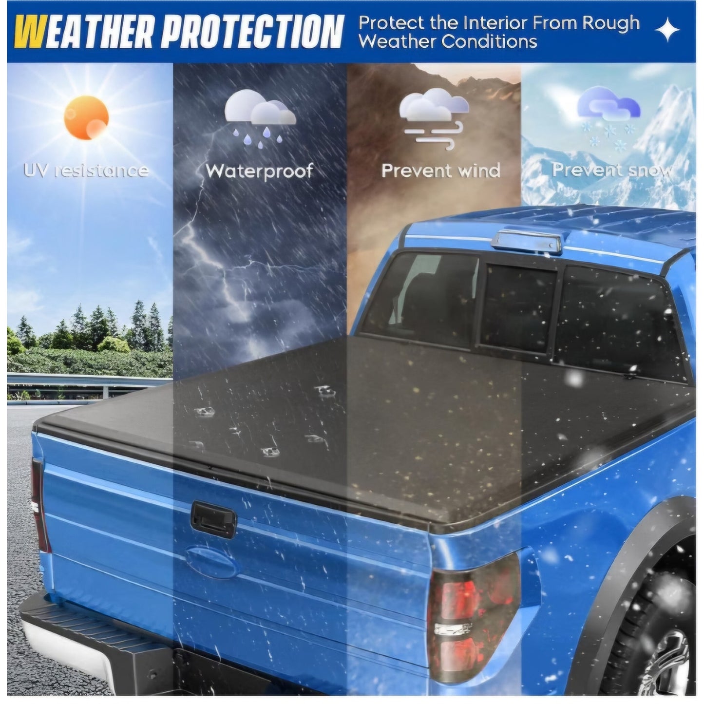 Soft Roll-up 8ft Truck Bed Tonneau Cover for Ford F-250 & F-350 Super Duty 1999-2016, F-450